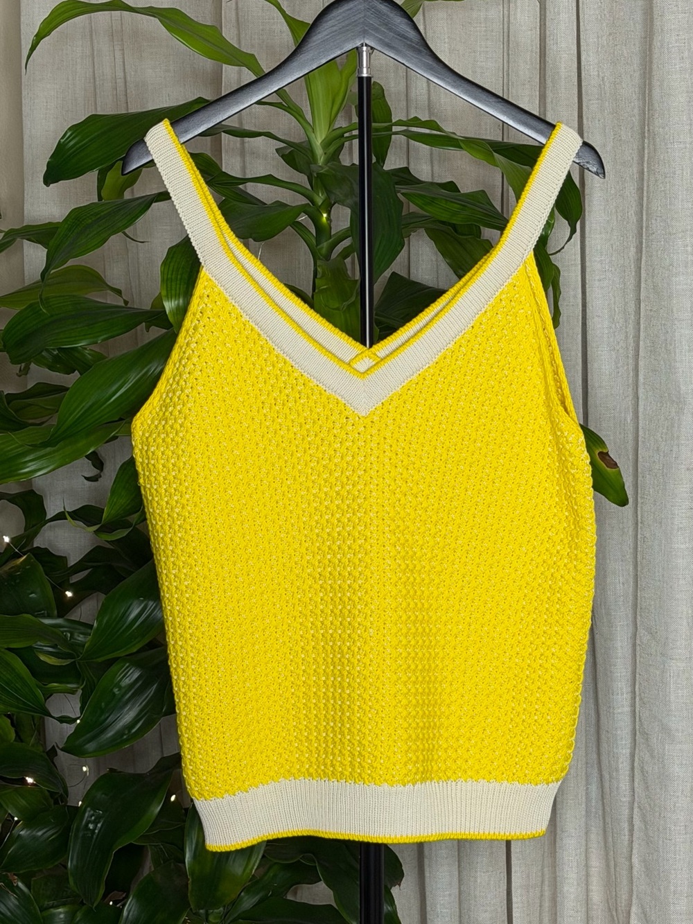 Mii Au Jardin Yellow Cotton Knit Tank Top Size L Made in France